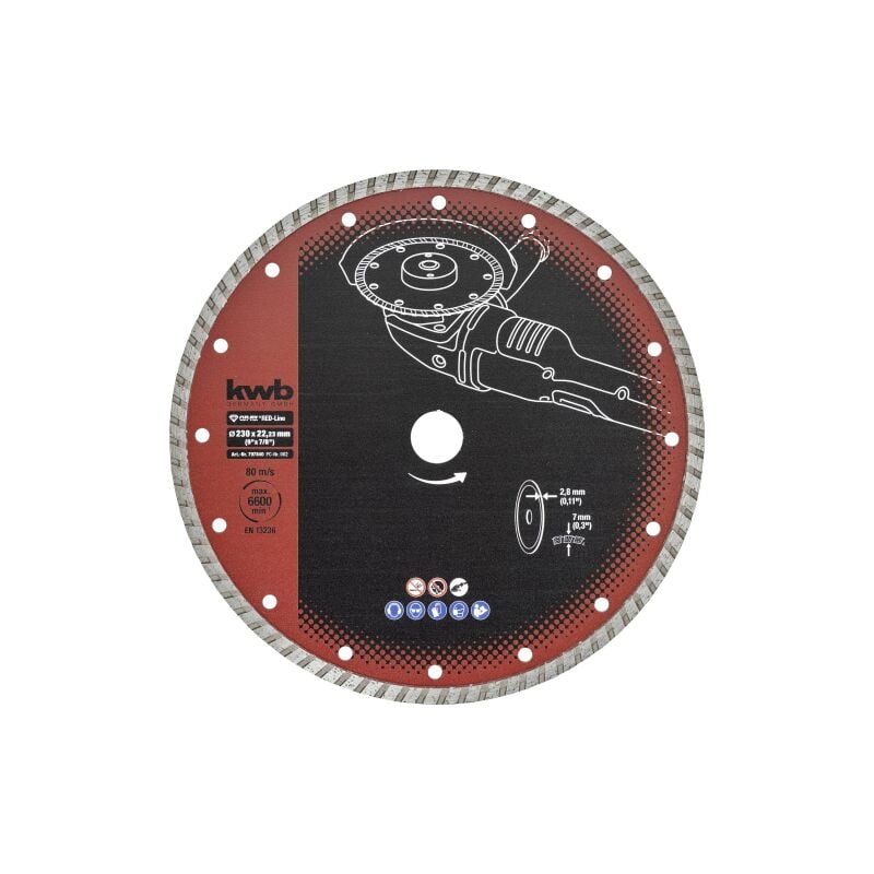 foto del prodotto kwb disco diamantato cut fix red line diametro 230 mm foro 22 mm