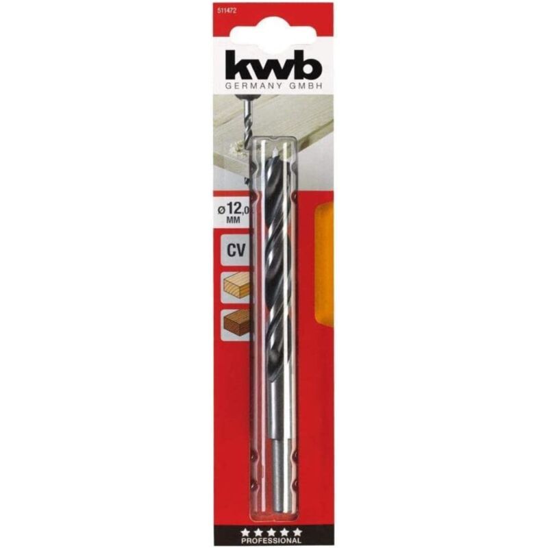foto del prodotto kwb drill a spirale in legno 8.0 mm 511468 acciaio cv, forma speciale a spirale a 2 bit, qualit industriale 
