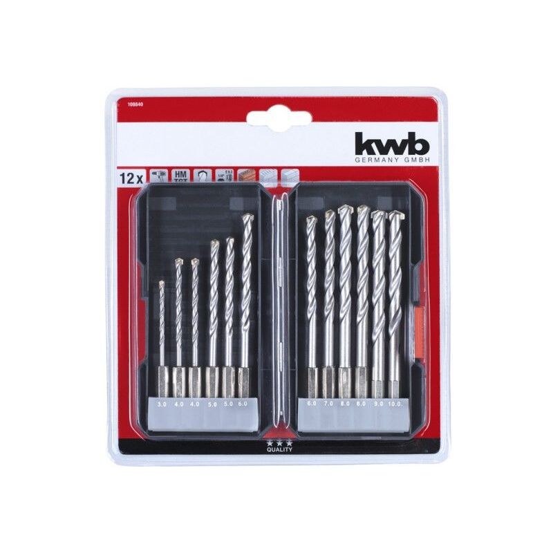 foto del prodotto kwb einhell 49108840 set 12 punte trapano hm tct 1 4 e6,3 calcestruzzo muratura