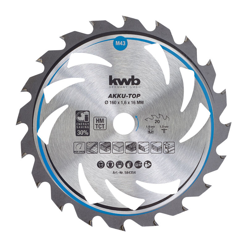 foto del prodotto kwb einhell 49584354 lama sega circolare tct legno plastica 160x16 mm 20t 1,6mm