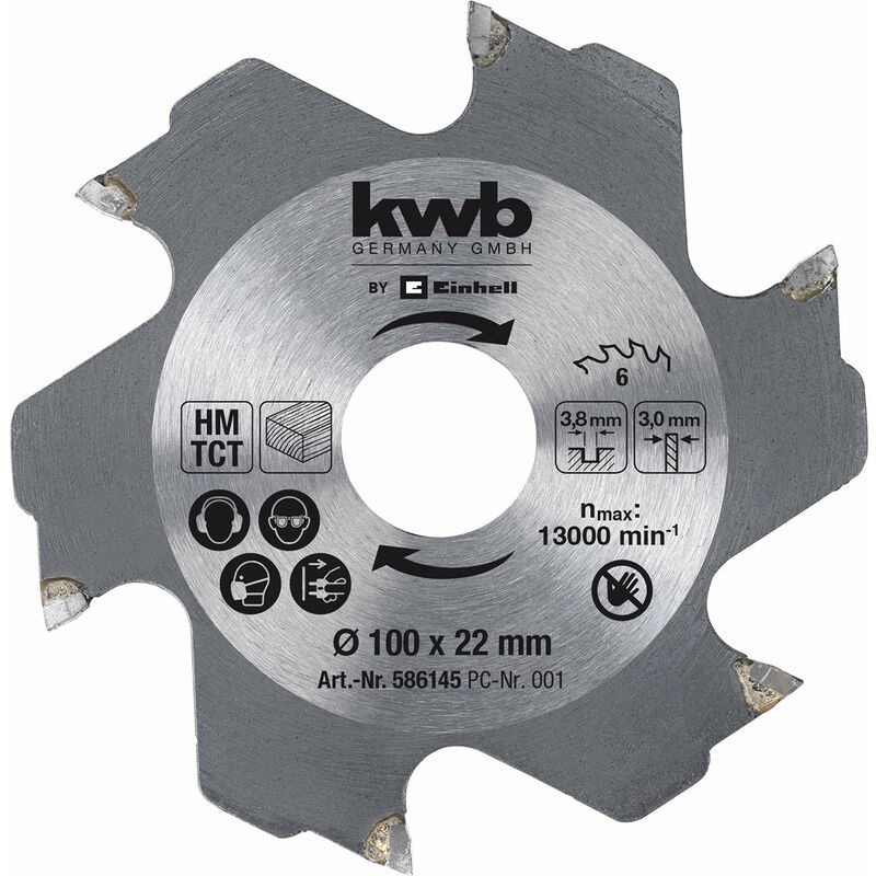 foto del prodotto kwb einhell lama per fresa originale, 100 x 22 x 4,0 mm, 6z accessori per fresa piatte, adatta per tutti i tasselli piatti einhell batteria , 
