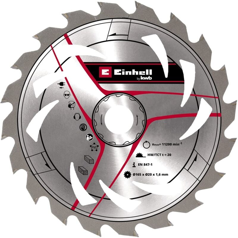 foto del prodotto kwb einhell lama per sega circolare originale, 165 x 20, larghezza di taglio 1,6 mm