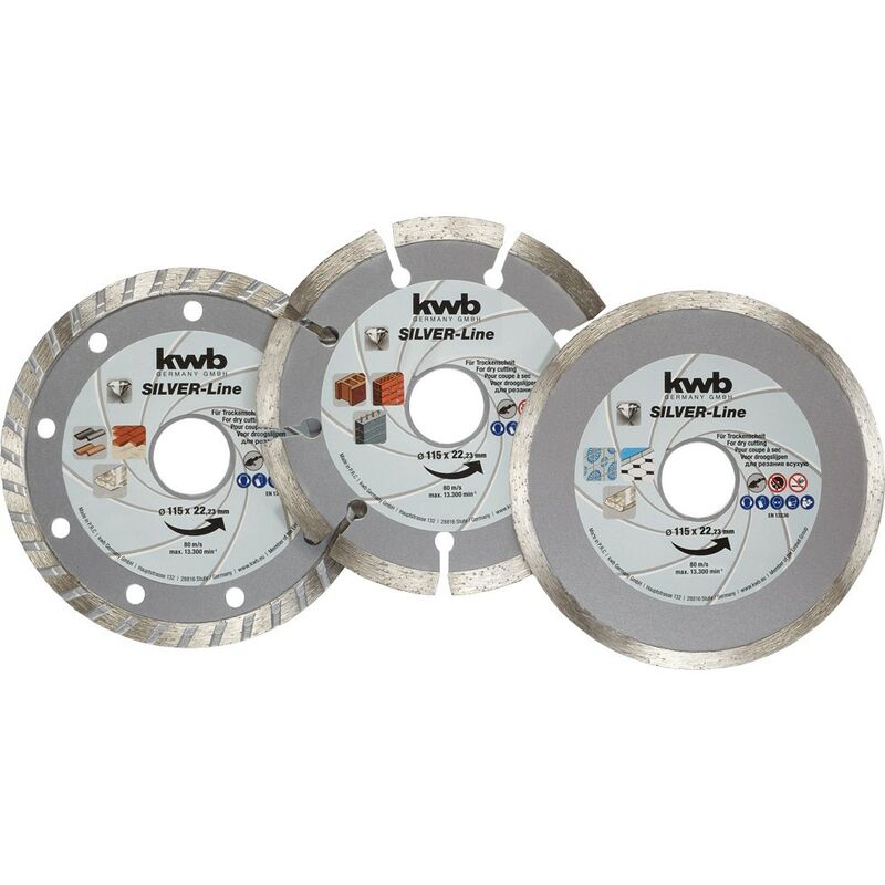 foto del prodotto kwb - kit 3 dischi diamantati mm. 115 silver