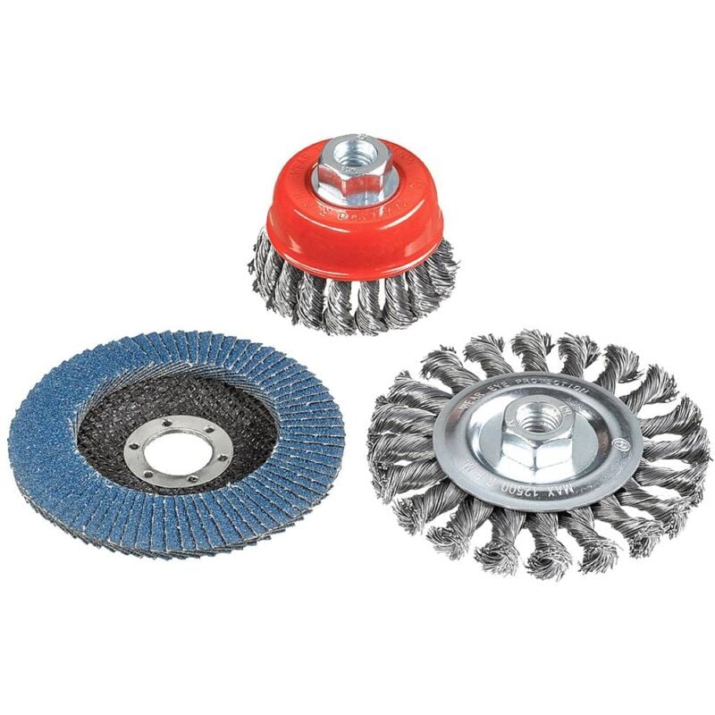 foto del prodotto kwb kit spazzole a filo per smerigliatrice angolare 597510 3 pz.