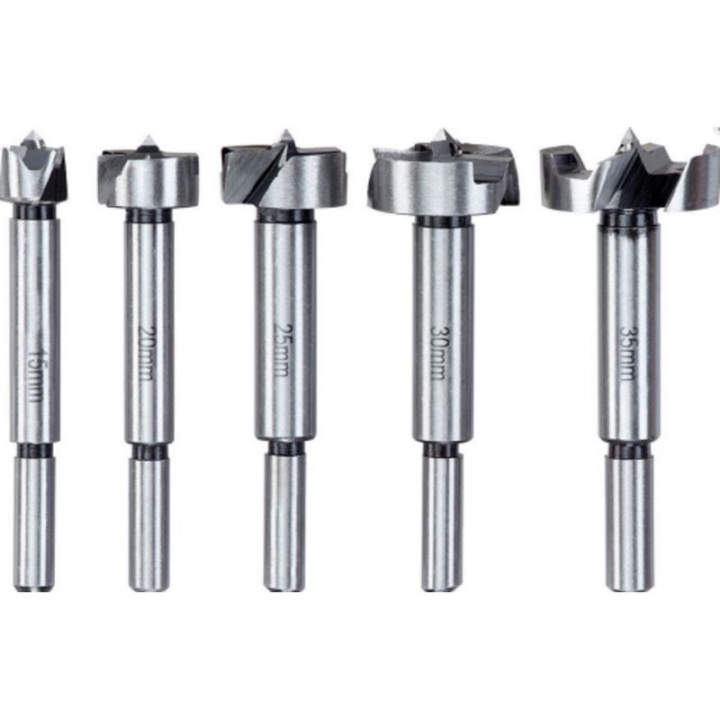 foto del prodotto kwb set 5 punte forstner varie misure 15, 20, 25, 30 e 35 mm per legno in acciaio by einhell