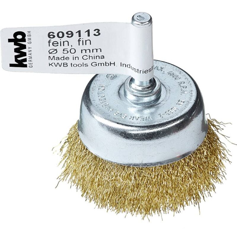 foto del prodotto kwb spazzola a tazza, filo ondulato in ottone, per l uso con trapani e avvitatori a batteria 609113 1 pz.
