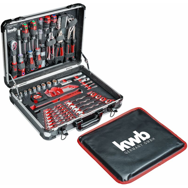 foto del prodotto kwb valigetta portautensili, set di utensili da 80 pezzi, in robusto alluminio, con serratura, imbottita con inserti in schiuma, set di utensili di