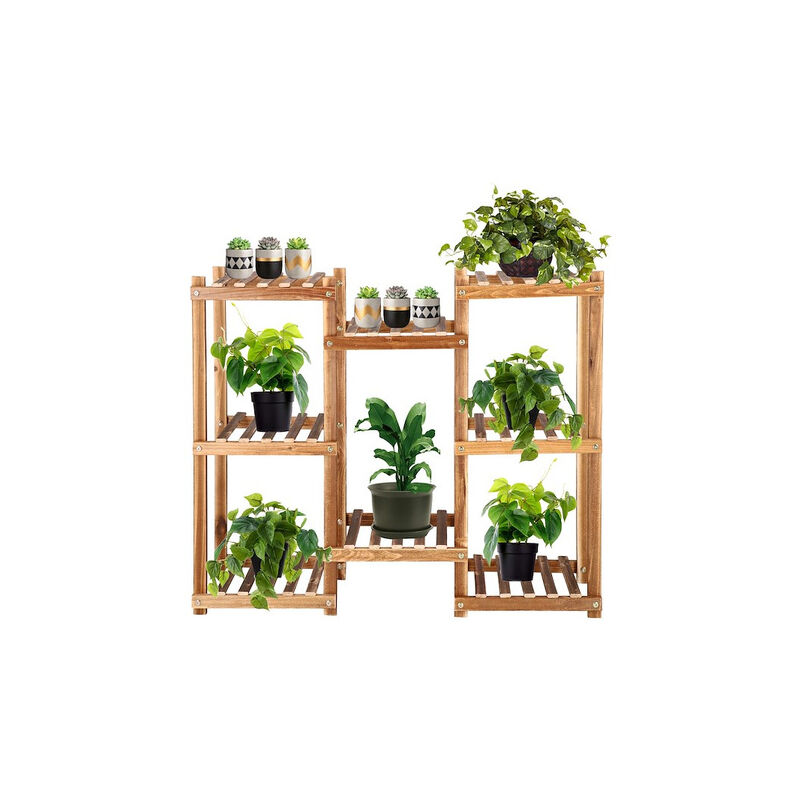 foto del prodotto kwietnik in legno con 8 scaffali e 5 livelli per i fiori.