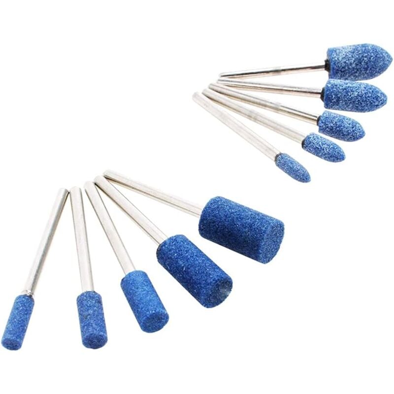 foto del prodotto kzq 10 pezzi 3mm 4 10mm punte per trapano in pietra gambo 3mm testa abrasiva per incisione taglio lucidatura blu