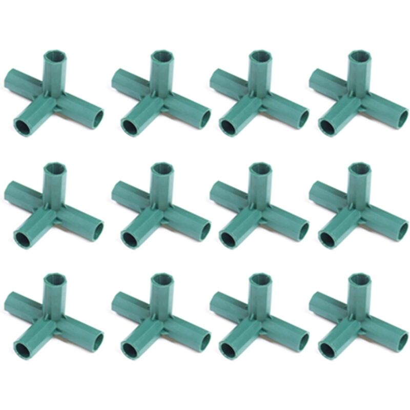 foto del prodotto kzq 12 connettori da giardinaggio a 4 vie da 11 mm, connettori per serra, giunti a t in plastica per impieghi gravosi, per serra, capannoni, tende.