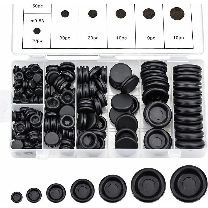 foto del prodotto kzq 170 pezzi assortimento passacavo in gomma passacavo tappi in gomma kit di guarnizione anello cavo elettrico con scatola di immagazzinaggio per