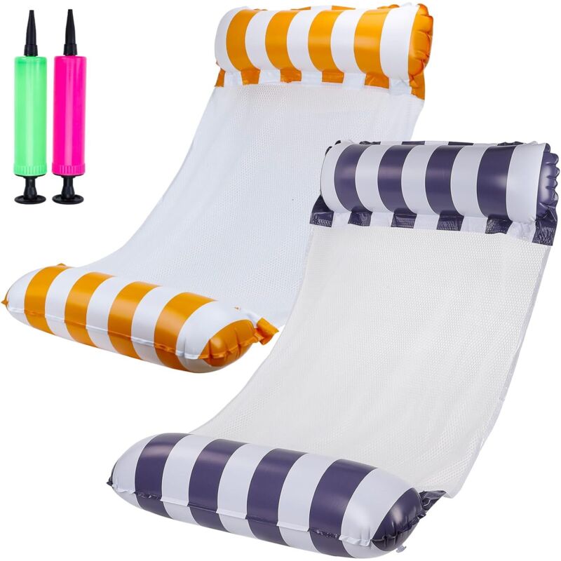 foto del prodotto kzq 2 materassi gonfiabili per piscina accessori gonfiabili per piscina 4 in 1 amaca per piscina blu e arancione 
