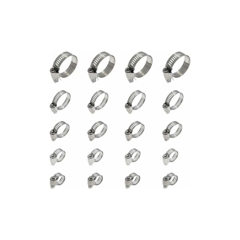 foto del prodotto kzq 20 pezzi fascetta stringitubo, fascetta stringitubo regolabile 16 25 mm, fascetta stringitubo in acciaio inossidabile 304, fascetta stringitubo