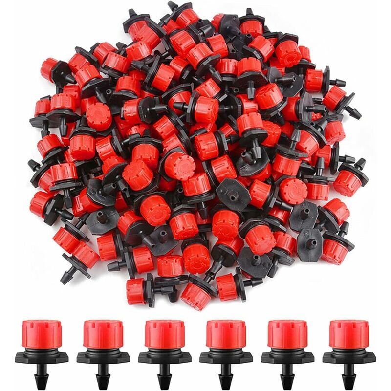 foto del prodotto kzq 200 gocciolatori per irrigazione da 1 4 , regolabili, micro ugelli nebulizzatori per giardini, orti e aiuole rosso 