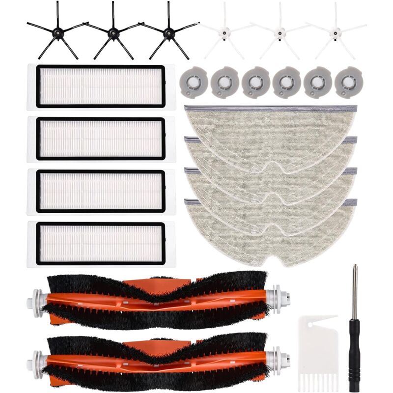foto del prodotto kzq 24 pezzi di accessori di ricambio per xiaomi roborock s5 max s6 pure s6 maxv kit di accessori per aspirapolvere spazzole principali, spazzola