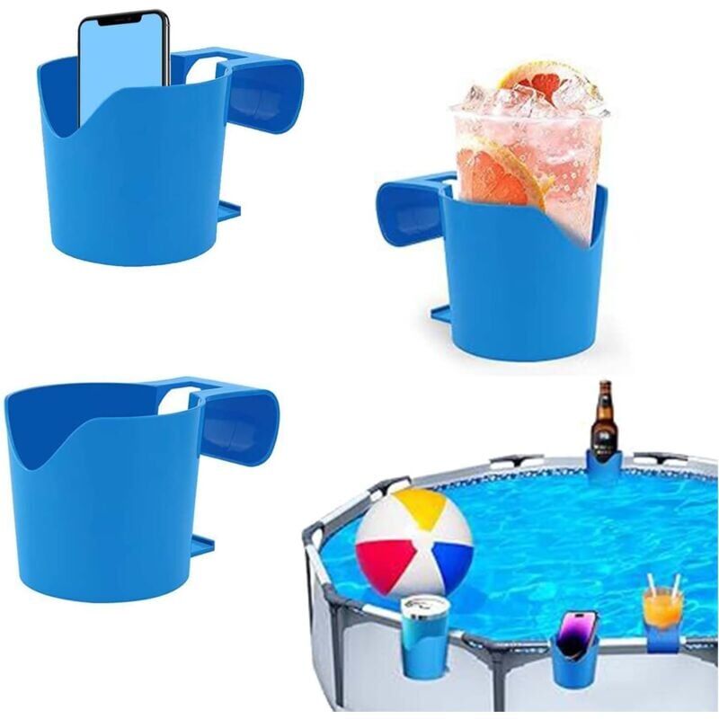 foto del prodotto kzq 3 pezzi accessori per piscina portabicchieri in plastica per piscina, portabevande staccabile per bevande, cellulari, chiavi