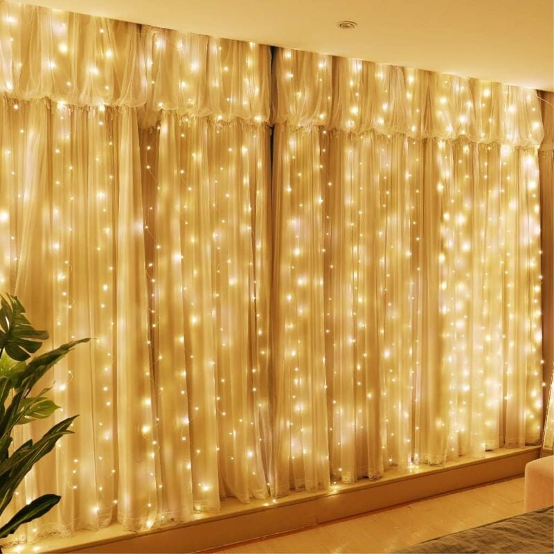 foto del prodotto kzq 300 luci a led per tende con spina usb, 8 modalit di luci sospese con telecomando per camera da letto, matrimonio, festa, decorazioni 9,8 x