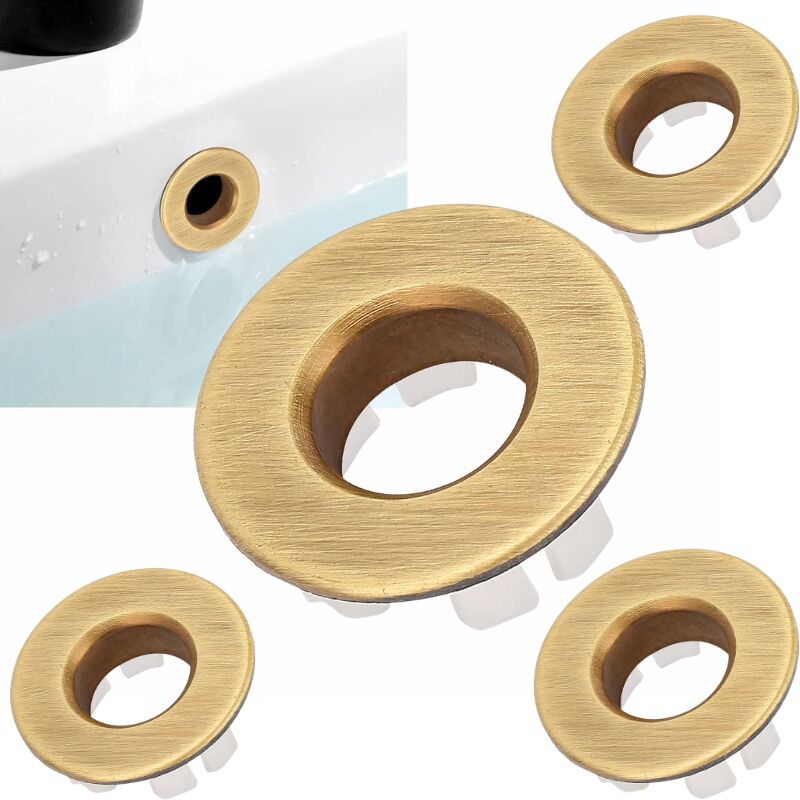 foto del prodotto kzq 4 pezzi di anello di troppo pieno per lavello in ottone, coperchio di troppo pieno per lavello, anello di troppo pieno per lavello 1,2x0,6