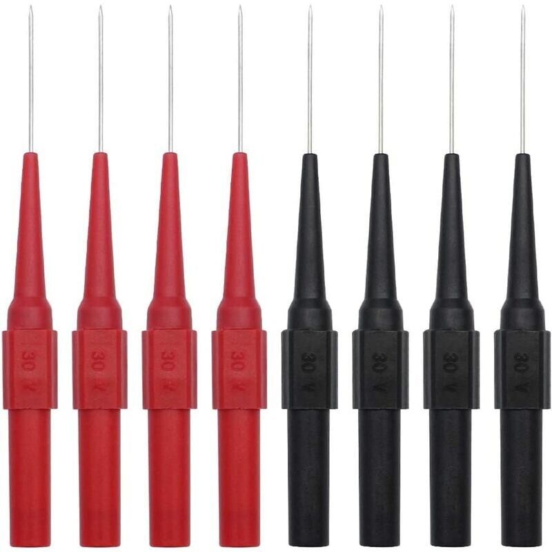 foto del prodotto kzq 8 pezzi sonde test per multimetri con punta appuntita in acciaio inossidabile 0,7 x 20mm ago perforante isolante per multimetri da laboratorio