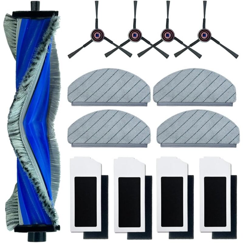 foto del prodotto kzq accessori di ricambio per robot aspirapolvere ecovacs deebot n20 pro plus 1 spazzola principale, 4 spazzole laterali, 4 filtri hepa, 4 panni