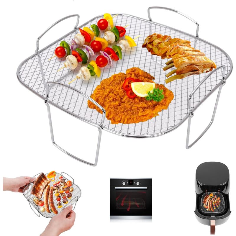 foto del prodotto kzq accessori per griglia per friggitrice ad aria, griglia in acciaio inossidabile per grigliare e cuocere a vapore per 3,5 5,8 litri, griglia