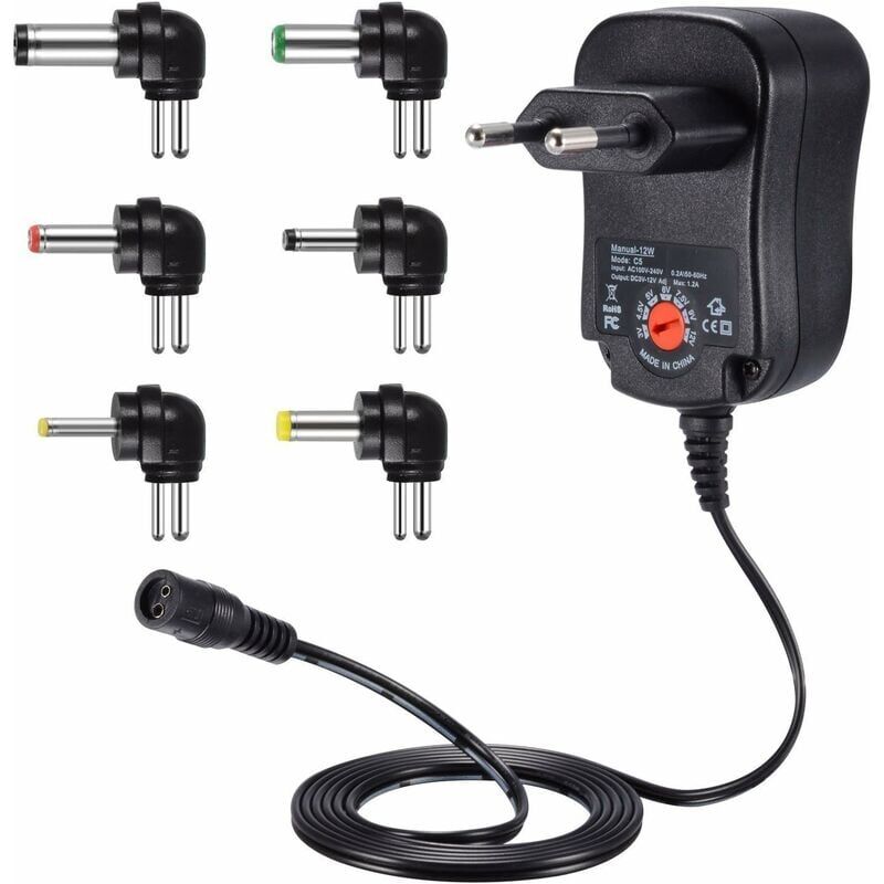 foto del prodotto kzq adattatore di alimentazione universale da 12 w 3 v 4,5 v 5 v 6 v 7,5 v 9 v e 12 v, trasformatore di caricabatteria da rete dc 220 v per vtech