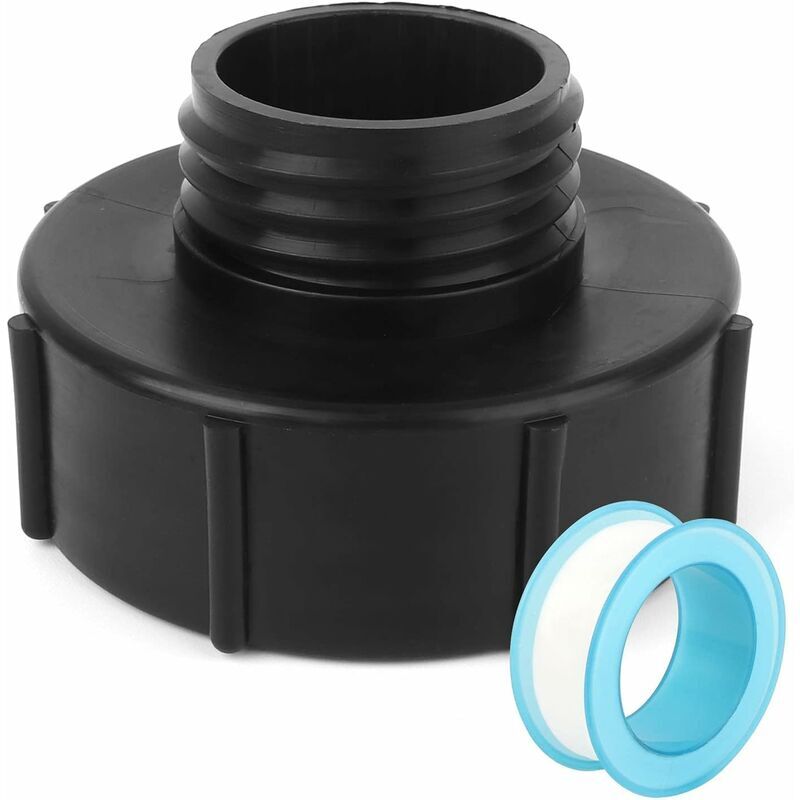 foto del prodotto kzq adattatore ibc da s100x8 a s60x6 riduzione con nastro in ptfe per rubinetto serbatoio da 1000 litri, adattatore serbatoio ibc per valvola a