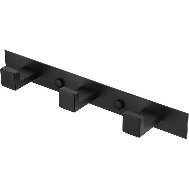 foto del prodotto kzq appendiabiti da parete nero con ganci a fila, punzone gratuito, appendiabiti, ganci per asciugamani, set da 3 ganci, accessori per il bagno,