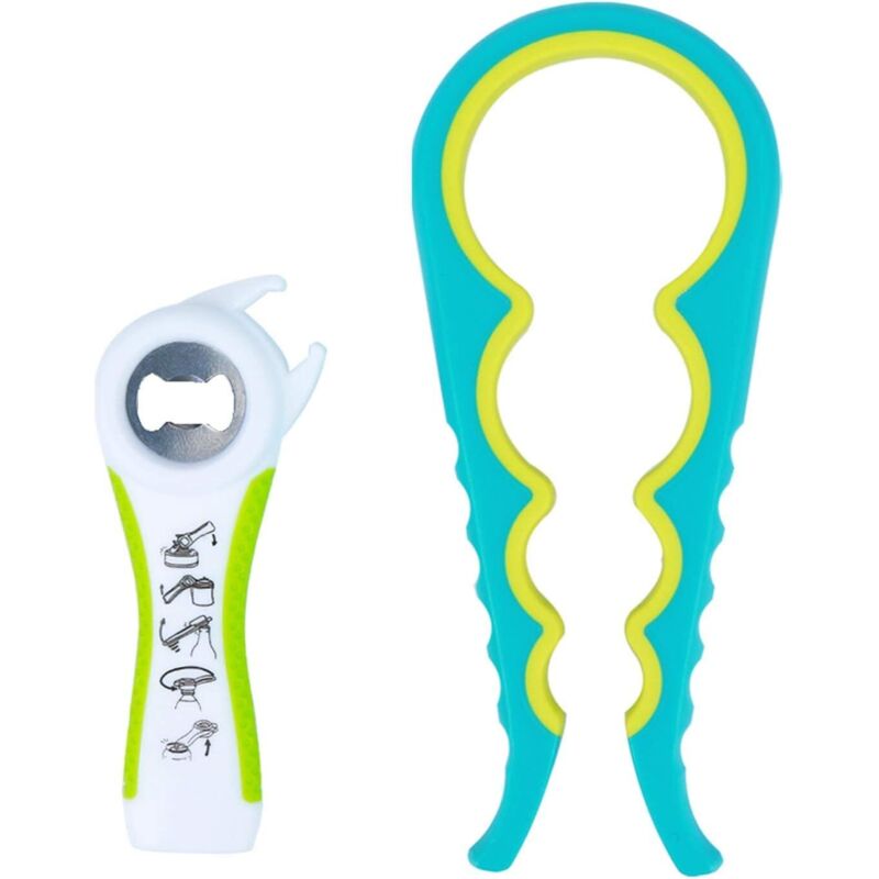 foto del prodotto kzq apriscatole manuale, apriscatole multifunzionale 5 in 1, apribottiglie, utensile da cucina multiuso, apriscatole facile, adatto per mani