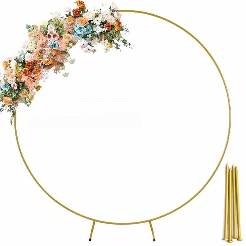foto del prodotto kzq arco decorativo per porta in colore dorato per matrimoni con un diametro di 2 m.