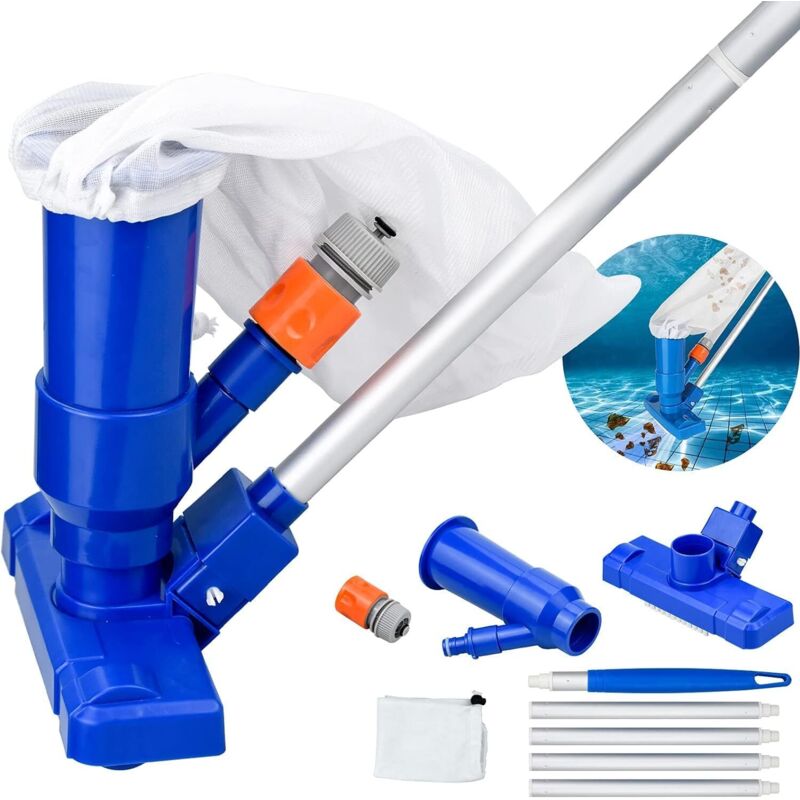 foto del prodotto kzq aspirapolvere per piscina, aspirapolvere portatile per piscina con asta telescopica per la pulizia della piscina blu