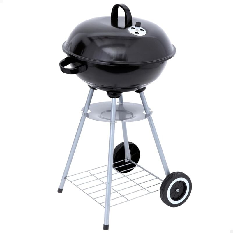 foto del prodotto kzq barbecue portatile a carbonella con due griglie, nero, diametro 44