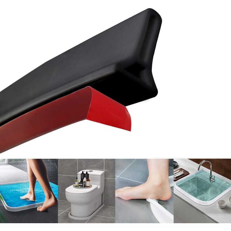 foto del prodotto kzq barriera doccia pieghevole con sistema di ritenzione per trattenere l acqua e mantenerla all interno della soglia, colore nero 100 x 3 x 5 dpzo