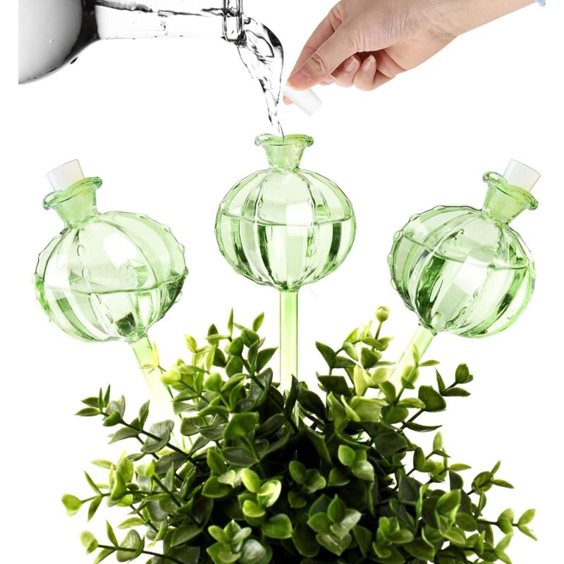 foto del prodotto kzq boule d arrosage in vetro 3 pezzi, boule d arrosage pour plantes d int rieur, arroseur pour plantes et fleurs, arrosez vos plantes en vacances
