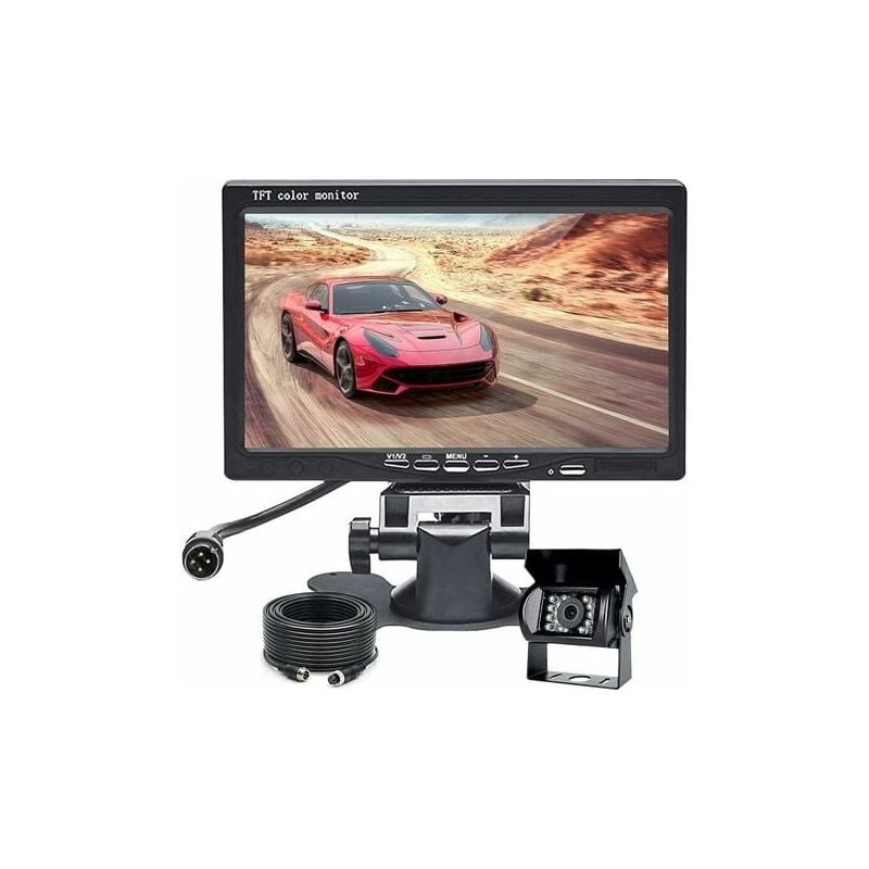 foto del prodotto kzq cam ra de recul voiture avec 7 pouces cran lcd moniteur 18 led ir vision nocturne,pour camping car camion rv remorques agricole gros fourgons