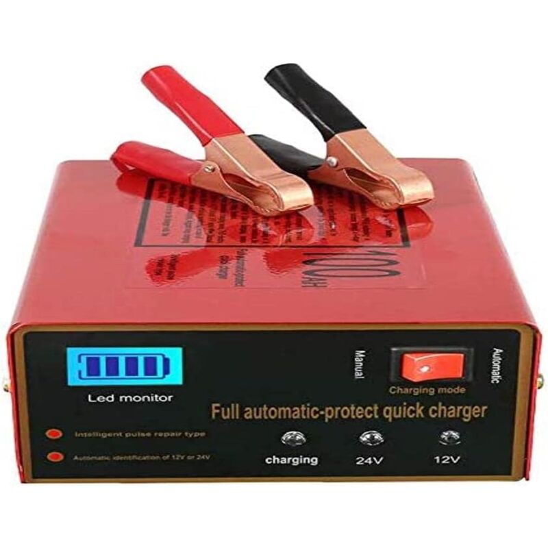 foto del prodotto kzq caricabatteria per auto 12v 24v, manutentore automatico intelligente, batteria al litio, al piombo, 140 w, 6 ah a 105 ah, con display led