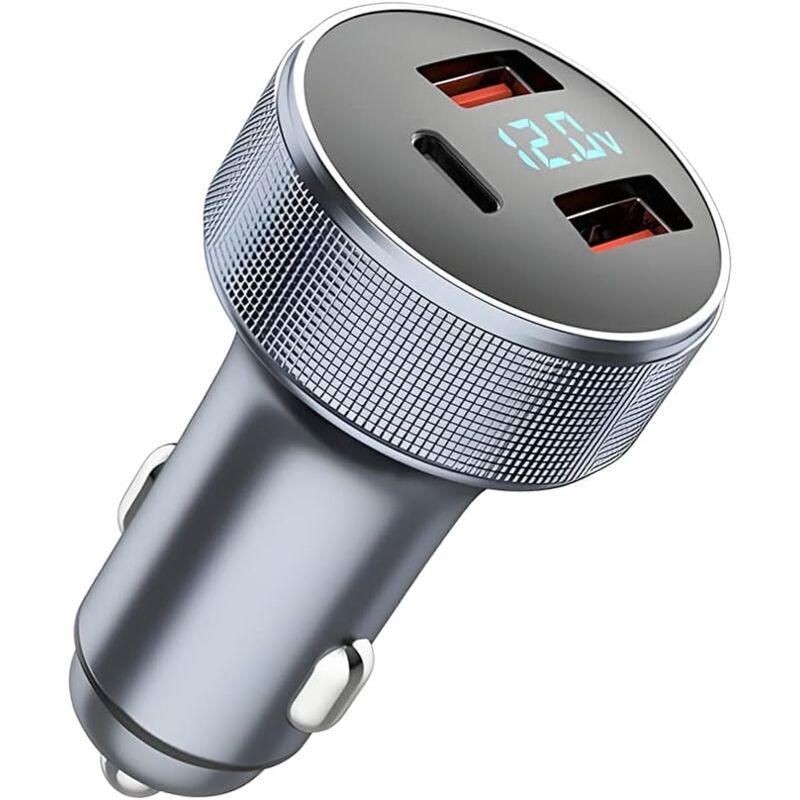 foto del prodotto kzq caricabatterie auto usb da 72 w, adattatore di ricarica rapida in metallo, doppio usb 18 w qc 3.0 36 w pd, caricabatteria auto usb con