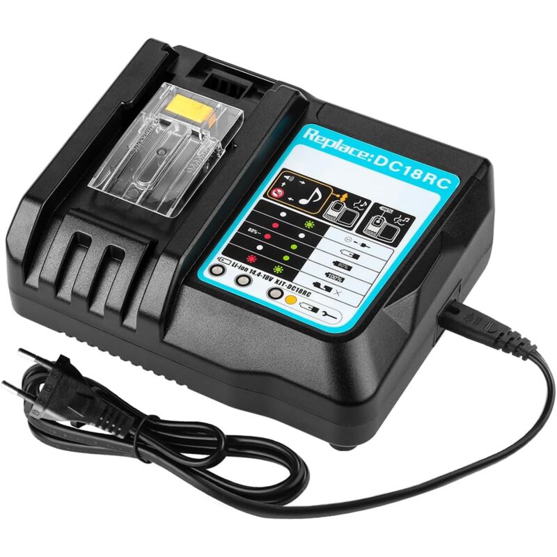 foto del prodotto kzq caricabatterie dc18rc 18v 2a per batterie makita 14,4v18v bl1850 bl1860 bl1840 bl1430 bl1415 dc18rd dc18sf batteria non inclusa 