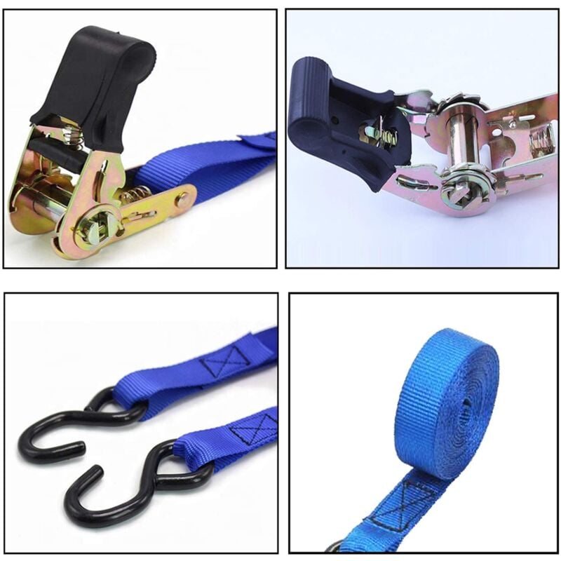 foto del prodotto kzq cinghie a cricchetto confezione da 4 cinghie a cricchetto, cinghie da 5 m con tenditore a cricchetto cinghie a cricchetto cinghie a