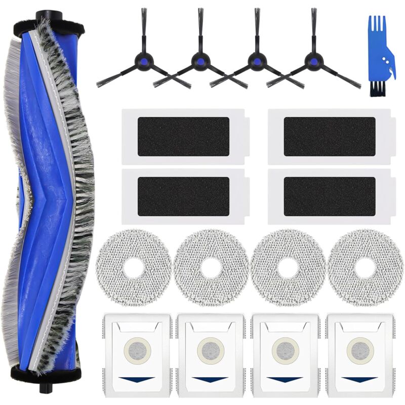 foto del prodotto kzq compatibile con robot aspirapolvere ecovacs deebot t30 pro omni t30 omni, 1 spazzola principale, 4 filtri, 4 spazzole laterali, 4 mop, 4