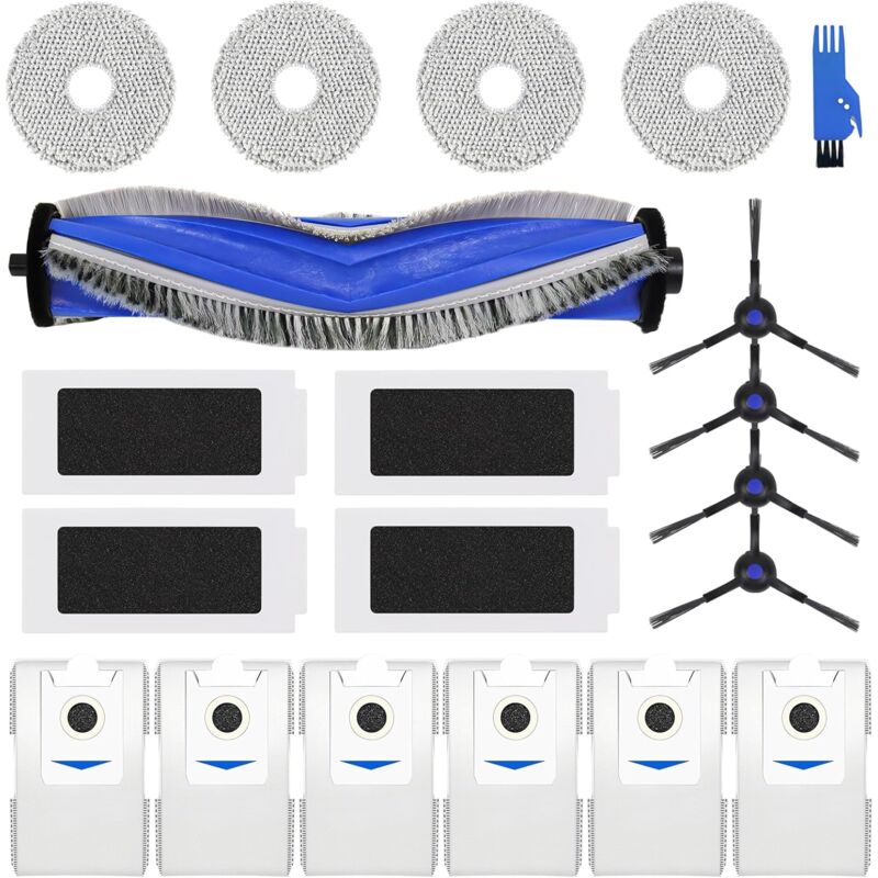 foto del prodotto kzq compatibile con robot aspirapolvere ecovacs deebot t30s t30s pro, 1 spazzola principale, 4 filtri, 4 spazzole laterali, 4 mop, 6 sacchetti