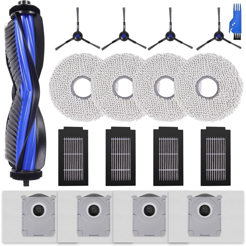foto del prodotto kzq compatibile con robot aspirapolvere ecovacs deebot t50 omni t50 pro omni t50 max pro, 1 spazzola principale, 4 filtri, 4 spazzole laterali, 4