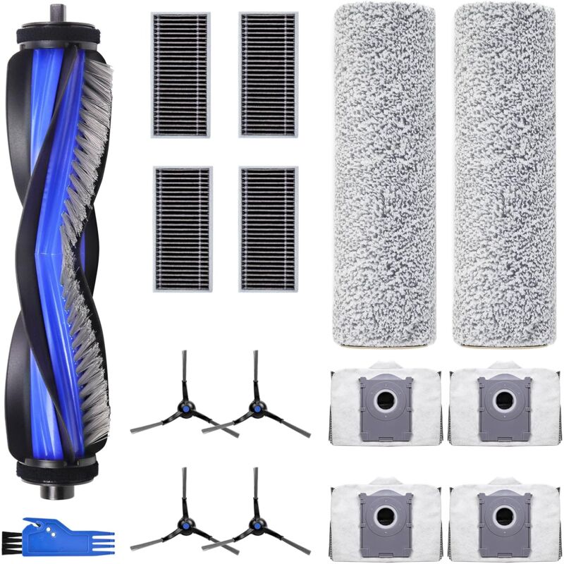 foto del prodotto kzq compatibile con robot aspirapolvere ecovacs deebot x8 pro omni x8 omni, 1 spazzola principale, 4 filtri, 4 spazzole laterali, 2 panni a