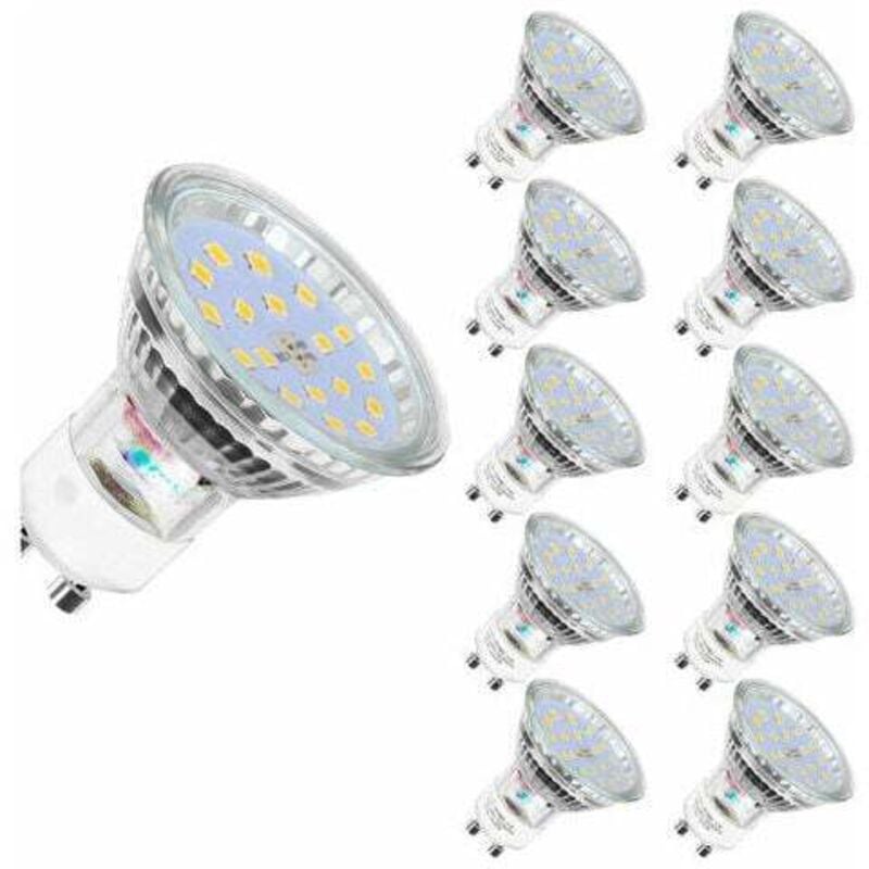 foto del prodotto kzq confezione da 10 lampadine led gu10 5w equivalente a lampadine alogene da 60w 560lm bianco freddo 6000k non dimmerabili
