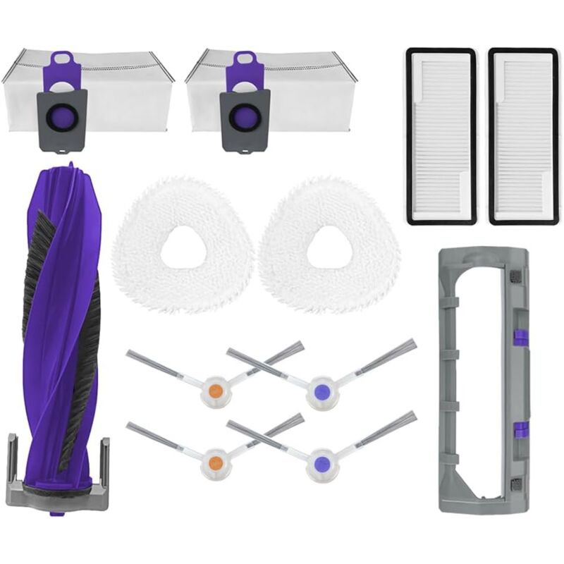 foto del prodotto kzq confezione da 12 pezzi di ricambio per robot aspirapolvere yunjing freo z ultra, 1 spazzola principale, 2 sacchetti per la polvere, 2 panni, 2