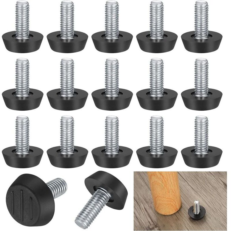 foto del prodotto kzq confezione da 22 piedini di livellamento regolabili per mobili, m8 x 20 mm, protezione per pavimento, base rotonda, viti per gambe della sedia