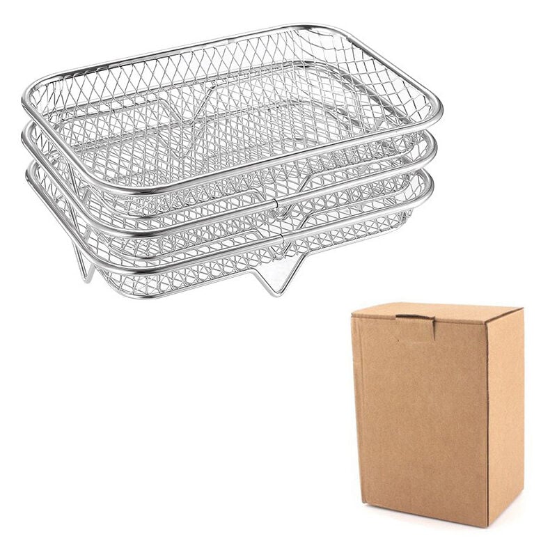 immagine 0 del prodotto kzq confezione da 3 griglie impilabili per friggitrice ad aria accessori per friggitrice ad aria vassoio essiccatore multistrato in acciaio