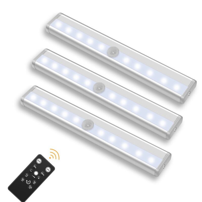 foto del prodotto kzq confezione da 3 luci led wireless con telecomando per camere da letto, armadi, vetrine, nessun cablaggio richiesto luce bianca 