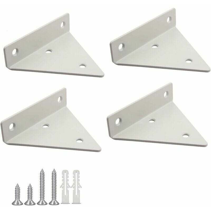 foto del prodotto kzq - confezione da 4 staffe per mensole galleggianti, staffe per mensole triangolari in metallo da parete con 16 viti per soggiorno, camera da letto e bagno, colore: bianco