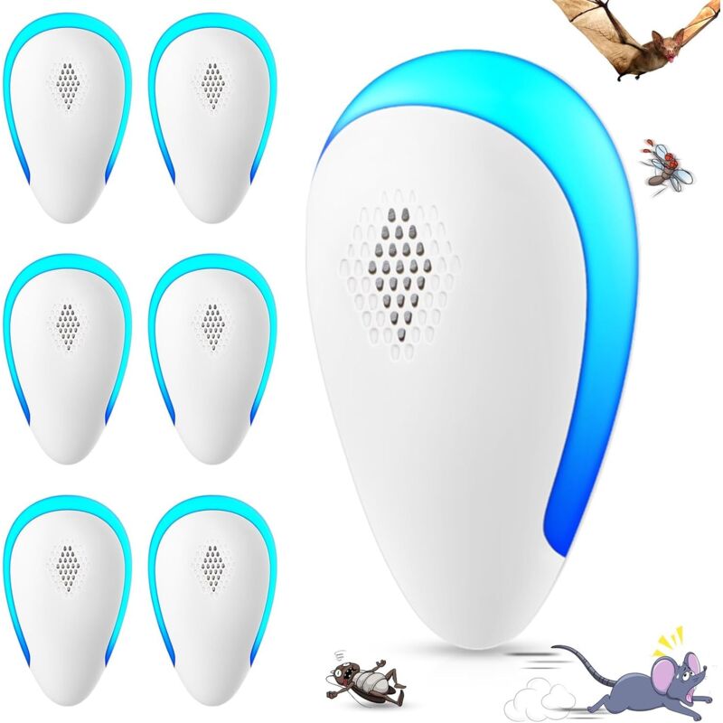 foto del prodotto kzq - confezione da 6 repellenti ad ultrasuoni per topi, repellenti elettronici ad ultrasuoni per topi, repellenti elettronici ad ultrasuoni per insetti, zanzare, ecc.